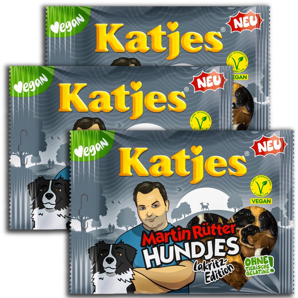 Katjes Martin Rütter Hundjes Soft Licorice, 3-Pack, 3 × 175 g