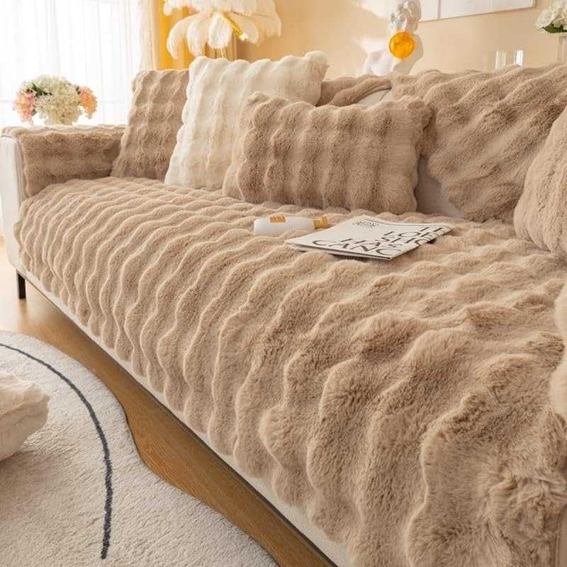 Fuzzy Sofa Cover for Pets - Non-Slip Plush Couch Protector