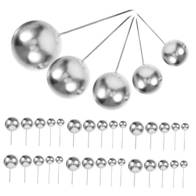 TINEASUR 108-Piece Silver Mini Ball Cake Decorations with Foam and Wire for Birthdays, Dessert Tables, and Family Celebrations