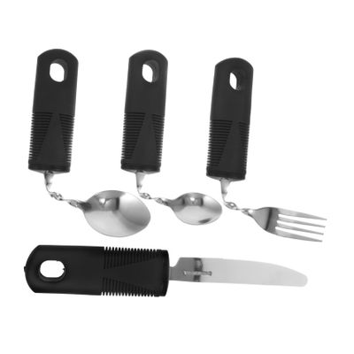 Healeved 4-Piece Stainless Steel Adaptive Utensil Set with Non-Slip Handles for Seniors