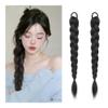 Synthetic Braided Ponytail Hair Extension with Elastic Band, Box Braids for Women, Long Black Braids (2 pcs, Light Black) view 2