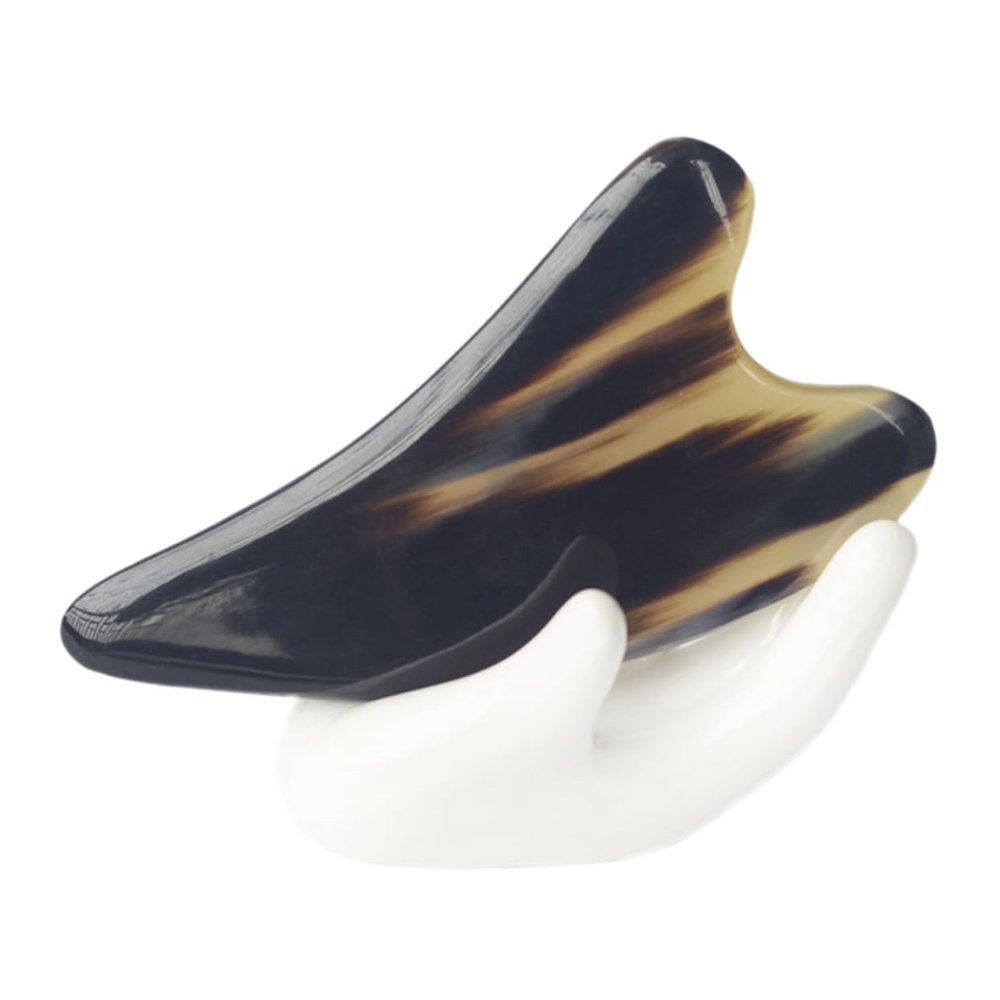 Beavorty 11 cm Gua Sha Scraping Tool, Natural Buffalo Horn, Black Heart Shape