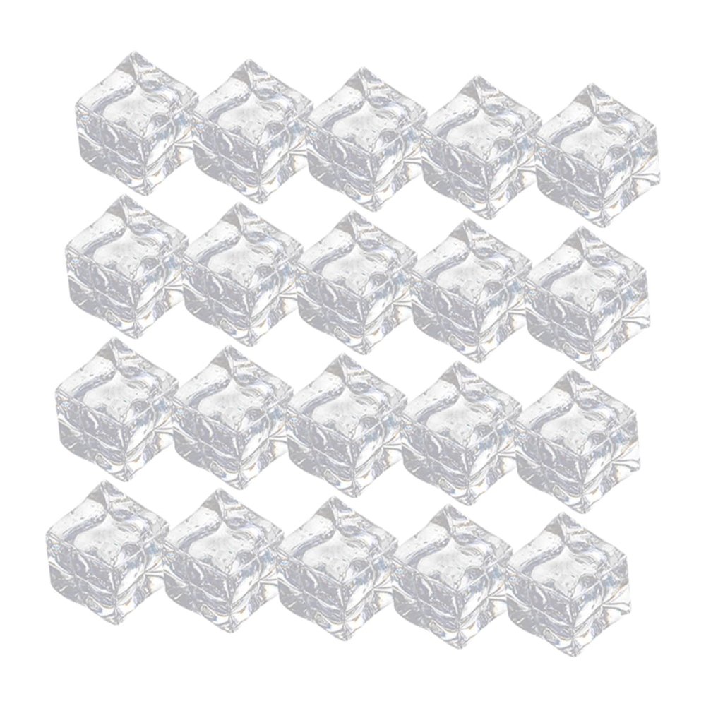 Acrylic Artificial Ice Cubes, Irregular Square, 50 Pieces