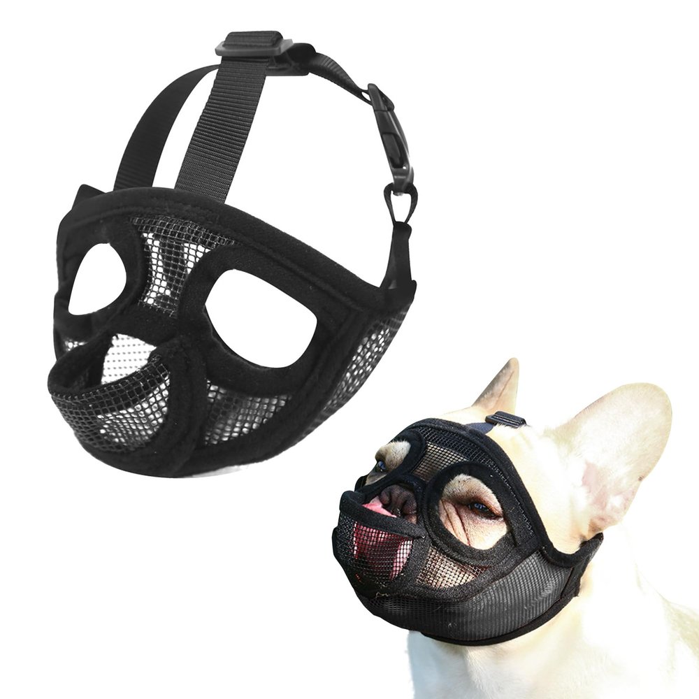 JOYPAWS Muzzle for Short-Snouted Dogs, Adjustable Tongue-Out Design