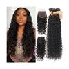Human Hair Extensions, Water Wave Bundles with 4x4 Closure, 20/22/24 in with 18 in Closure view 1