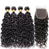 Human Hair Extensions, Water Wave Bundles with 4x4 Closure, 20/22/24 in with 18 in Closure view 2