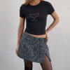 Women's Y2K Graphic Short-Sleeve Slim-Fit Crop Top, Cute Print, Dark Gray, S view 2