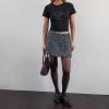 Women's Y2K Graphic Short-Sleeve Slim-Fit Crop Top, Cute Print, Dark Gray, S view 3