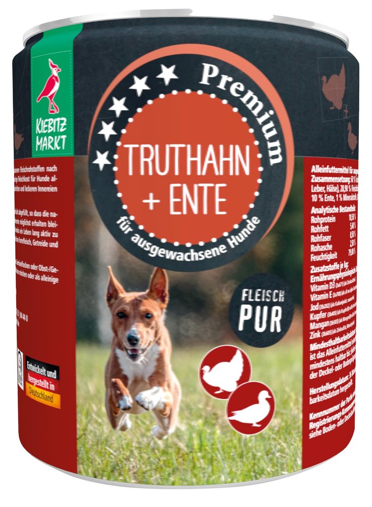 Kiebitzmarkt Premium Turkey & Duck Wet Dog Food (12 x 800 g)