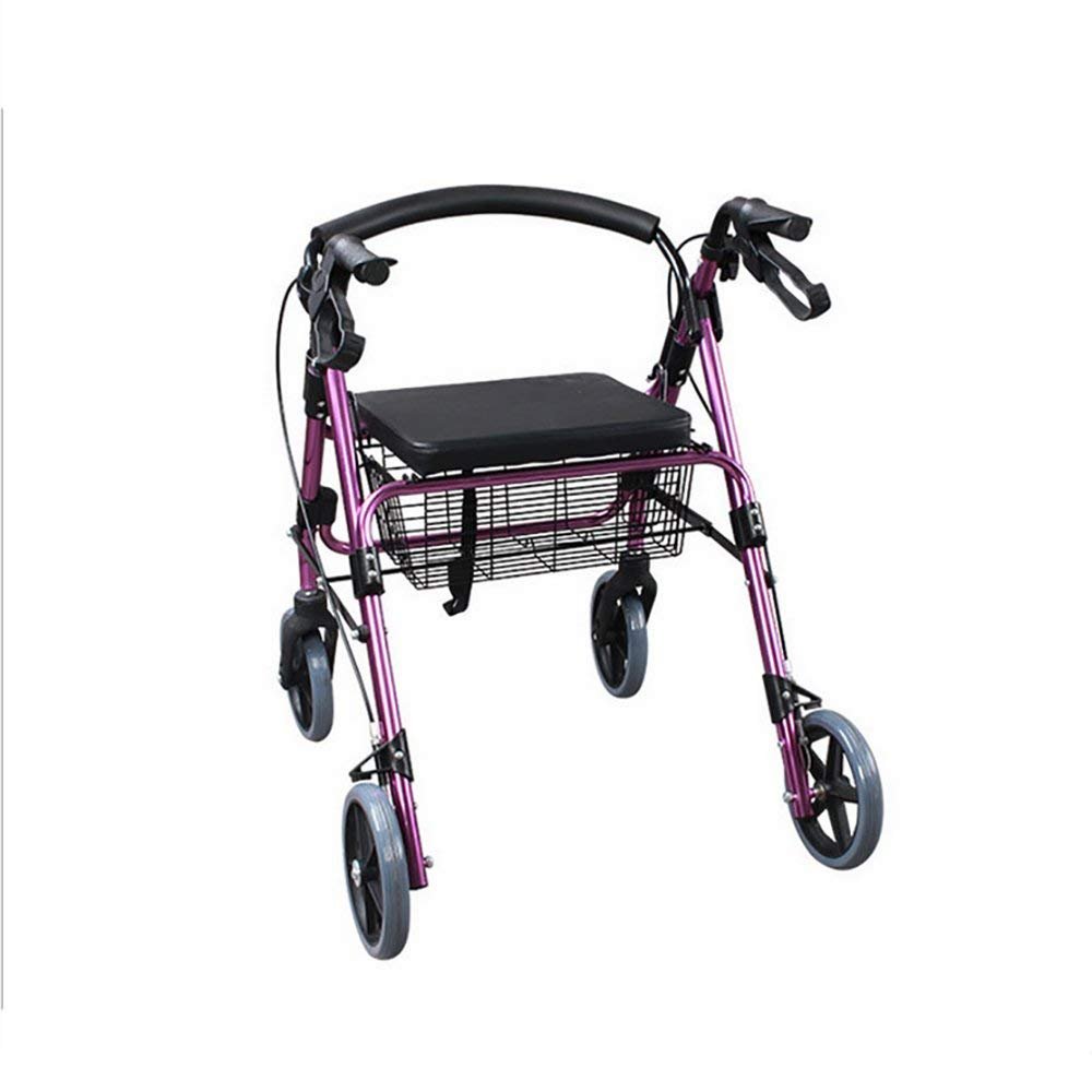 AYCDL Wheelchair Walking Aid for Older Adults, Four-Leg Armrest, Medical Walker with Seat-Plate Basket