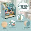 DENMOSTY Kids' Bookshelf with Chalkboard & Wheels, Montessori Shelf with 3 Compartments view 3