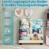 DENMOSTY Kids' Bookshelf with Chalkboard & Wheels, Montessori Shelf with 3 Compartments view 4