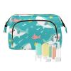 Foiosoh Cartoon Makeup Bag, Waterproof Travel Toiletry Bag, Fish and Star Blue view 1