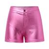 Women's PU Hot Pants Short Wet-Look Booty Shorts Low-Rise Panties Waistband Skinny Leather-Look Shiny High-Waisted Clubwear Shorts, Pink, M view 1