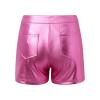Women's PU Hot Pants Short Wet-Look Booty Shorts Low-Rise Panties Waistband Skinny Leather-Look Shiny High-Waisted Clubwear Shorts, Pink, M view 4