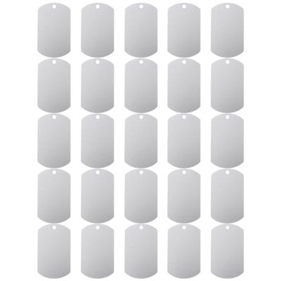 25 Aluminum Dog Tag Blanks, Silver, Small Blank Tags
