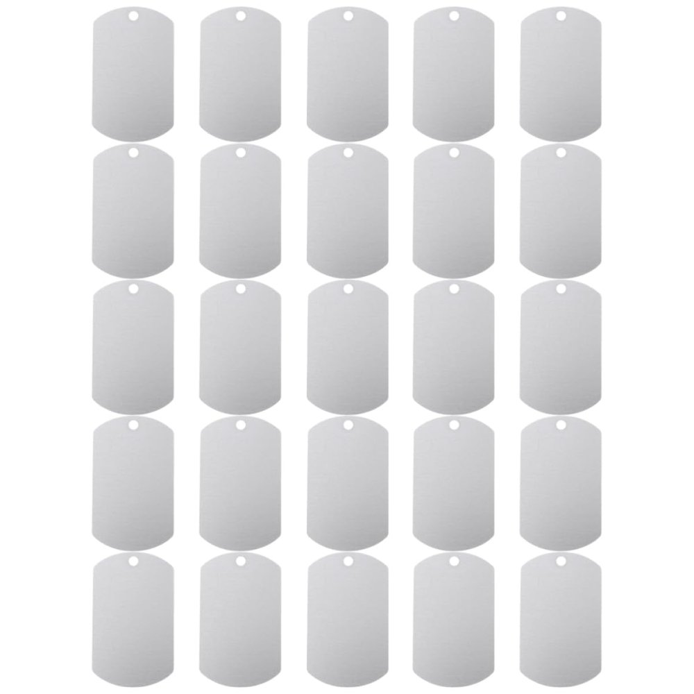 25 Aluminum Dog Tag Blanks, Silver, Small Blank Tags