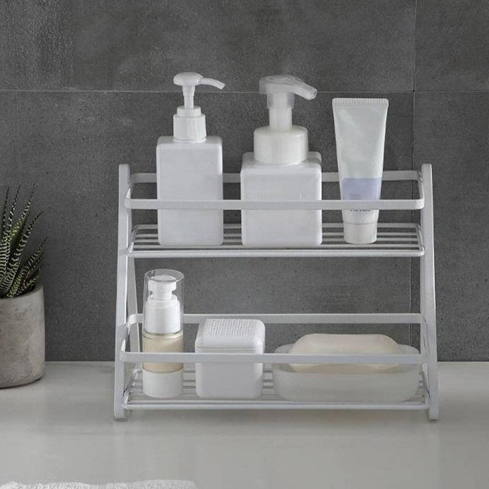 getuse 2-Tier Spice Rack, Corner Storage Organizer for Kitchen, Bathroom & Office