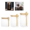 getuse 3-Piece 800 ml Glass Storage Jar Set with Bamboo Lids and Spoons view 1