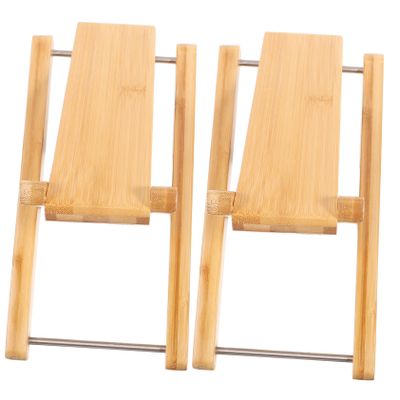 2-Pack Folding Toilet Stool for Adults, Bamboo, Beige