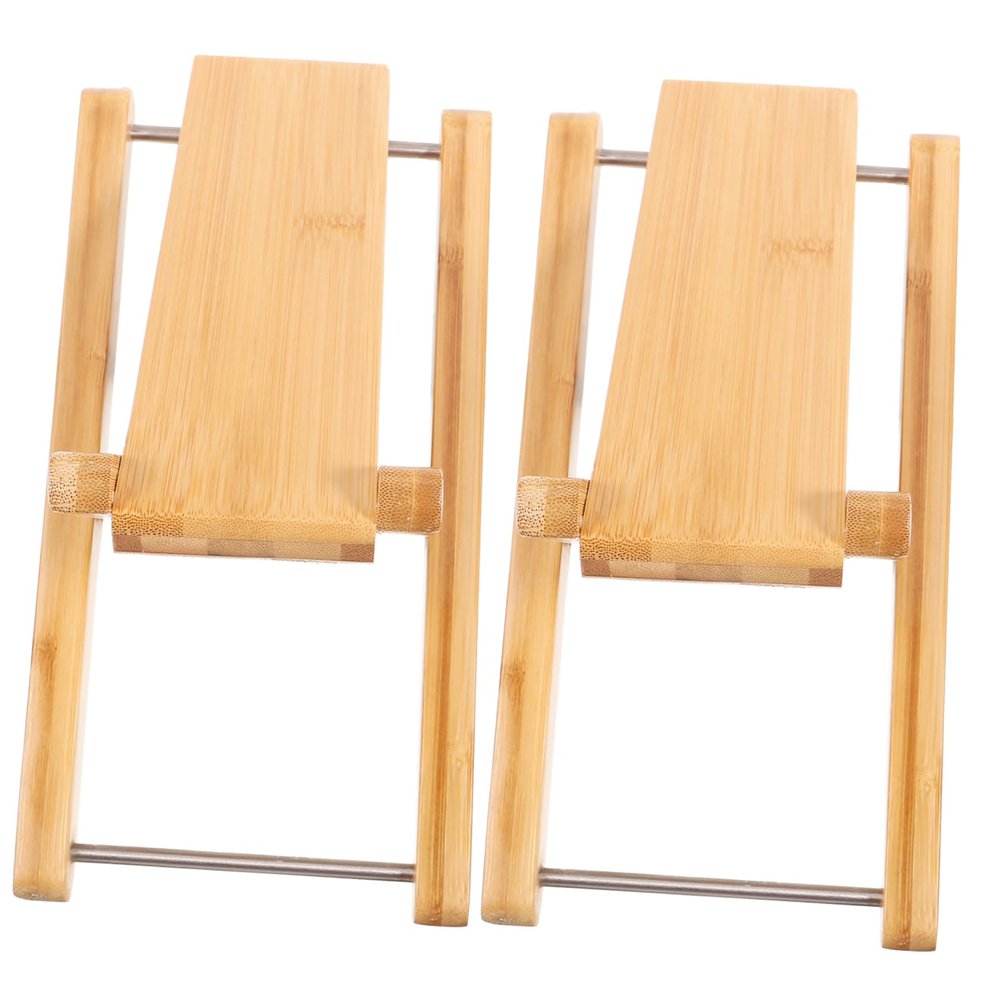 2-Pack Folding Toilet Stool for Adults, Bamboo, Beige