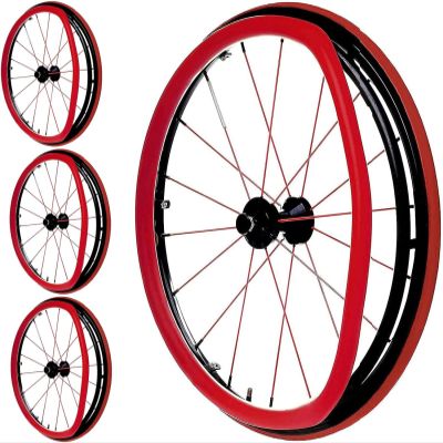 24-Inch Silicone Wheelchair Push Rim Covers, Wear-Resistant, Improved Grip and Traction, Red, 22-Inch