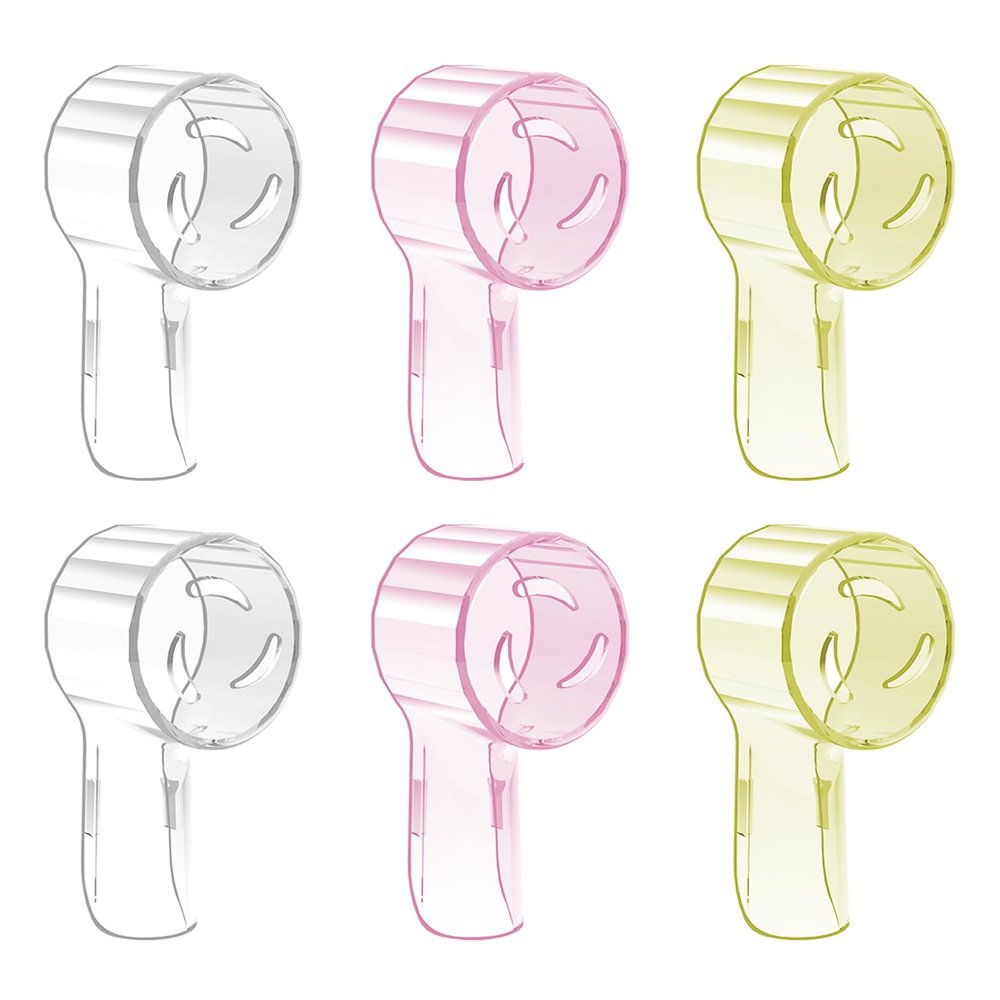 Nincha Electric Toothbrush Head Covers - Transparent, Yellow & Pink - 6-Pack - Compatible with Oral-B iO and Pro Toothbrushes