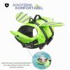 Dog Life Jacket with Wings and Chin Float, Handle and Reflective Strips, Green, XS view 2