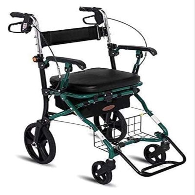 Upright Rollator Walker with Seat and Shopping Basket