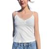Eghunooye Women's Sexy Polka Dot Camisole Top, Sleeveless V-Neck Halter Cami, White, M view 1