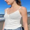 Eghunooye Women's Sexy Polka Dot Camisole Top, Sleeveless V-Neck Halter Cami, White, M view 2