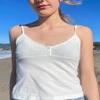 Eghunooye Women's Sexy Polka Dot Camisole Top, Sleeveless V-Neck Halter Cami, White, M view 3