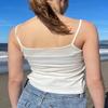 Eghunooye Women's Sexy Polka Dot Camisole Top, Sleeveless V-Neck Halter Cami, White, M view 4