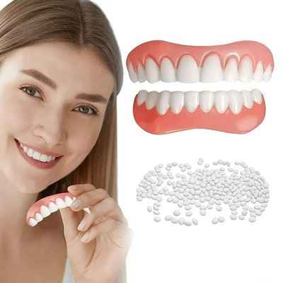 Care Spring Cosmetic Teeth Veneers, 2 Pairs, Silicone Snap-On Covers for Whitening