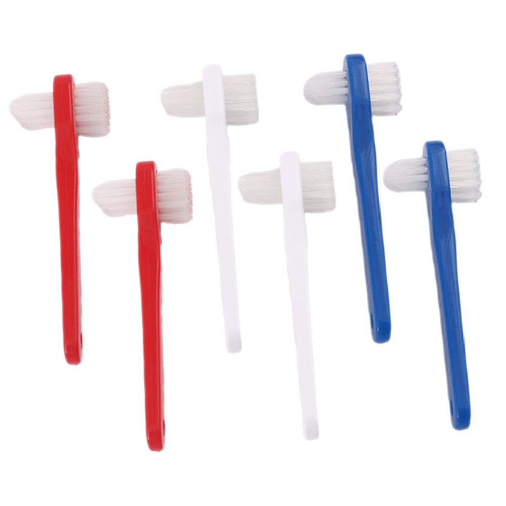 Denture Brushes for Adults, 6-Pack, Small Double-Headed