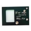 Solid Wood Pet Urn with Photo Frame, Engraved Text and Paw Print, Black, 16 × 11 × 11 cm view 1