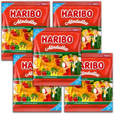 HARIBO Almdudler Gummy Bears 5 x 160 g | Raspberry, Elderflower & Herbal Flavor