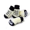 Non-Slip Socks with Lace Pattern for Dogs, Puppies, Cats, 4-Pack (Black and White, XL) view 1