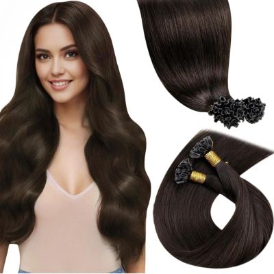 LaaVoo Brown Remy Human Hair U-Tip Keratin Bonding Extensions, 1 g/strand, Hot Fusion, 100 g, 45 cm, 100 pieces