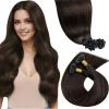 LaaVoo Brown Remy Human Hair U-Tip Keratin Bonding Extensions, 1 g/strand, Hot Fusion, 100 g, 45 cm, 100 pieces view 1