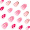 Short Round Press-On Nails with Flower and Star Designs view 2