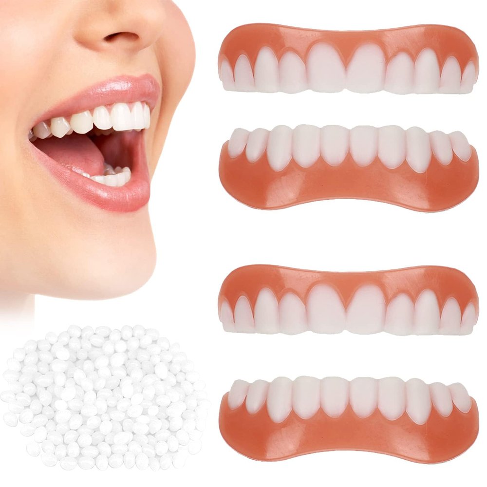 Care Spring DIY Dentures, 2-Piece Clip-On False Teeth for Upper and Lower Teeth