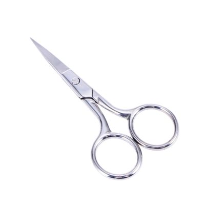 Stainless Steel Eyebrow Scissors, Curved, with Large Finger Rings