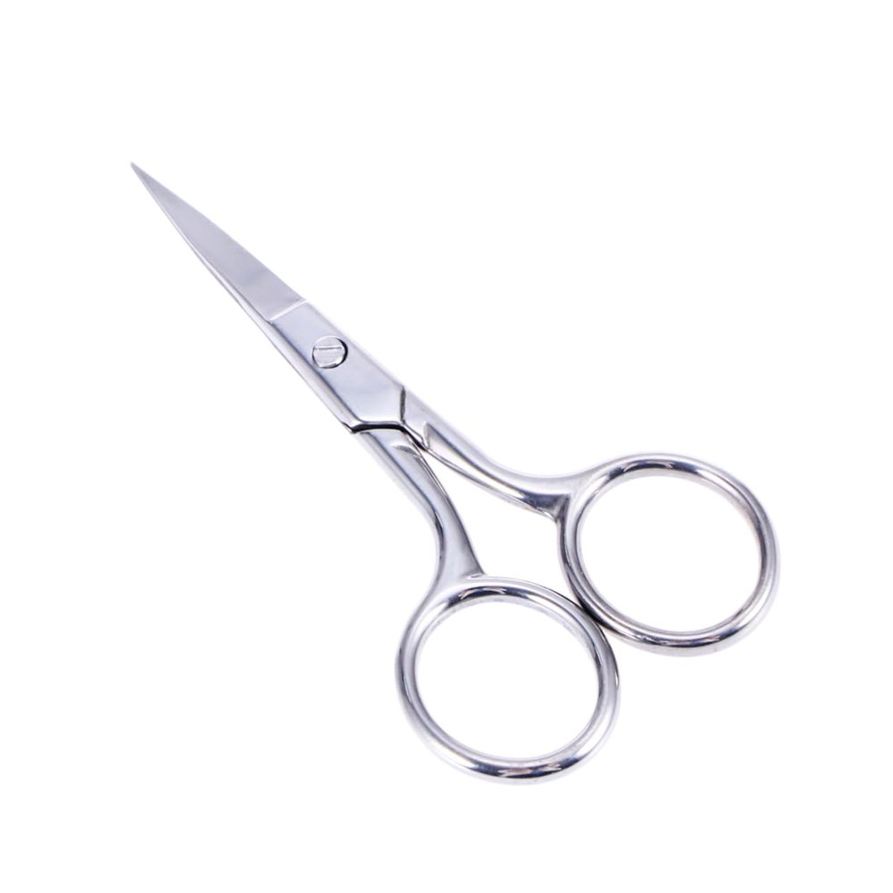Stainless Steel Eyebrow Scissors, Curved, with Large Finger Rings