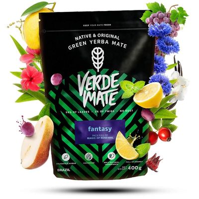 Mate Tea Verde Mate Fantasy Brazil Yerba Mate 5 mm Coarse Leaves 400 g