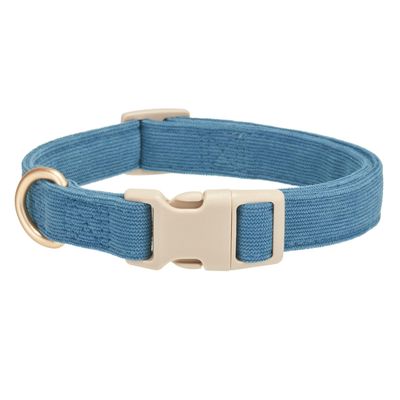 YUDOTE Soft Corduroy Dog Collar with Plastic Clip, Adjustable, Blue