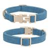 YUDOTE Soft Corduroy Dog Collar with Plastic Clip, Adjustable, Blue view 2