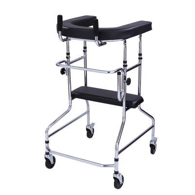 Senior Rollator Walker with Seat, Brakes, 4 Wheels, and Armrest Pads