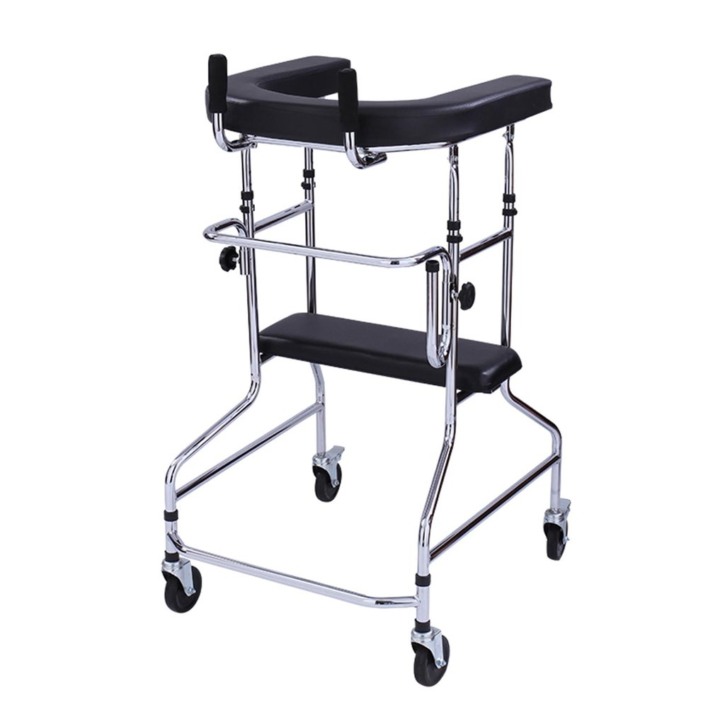 Senior Rollator Walker with Seat, Brakes, 4 Wheels, and Armrest Pads