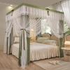 Princess Canopy Mosquito Net, Double-Layer Bed Curtain with Ruffles, Sage Green, California King view 2